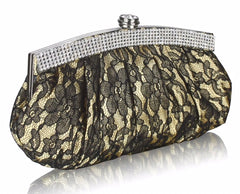 Gold Satin Lace Clutch Bag - Majestico Gifts