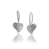 Sterling Silver and 14k Gold Spiral Heart Earrings - Majestico Gifts
