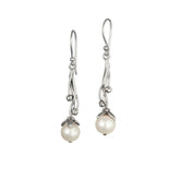 Ornate Pearl Drop Earrings - Sterling Silver - Majestico Gifts