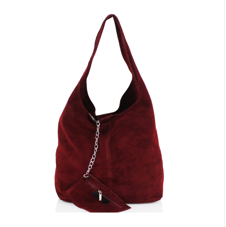 SARA Suede Shoulder Bag - Burgundy - Majestico Gifts