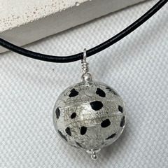 Murano Glass Leopard Spot Ball Pendant - Argento Shimmer - Majestico Gifts