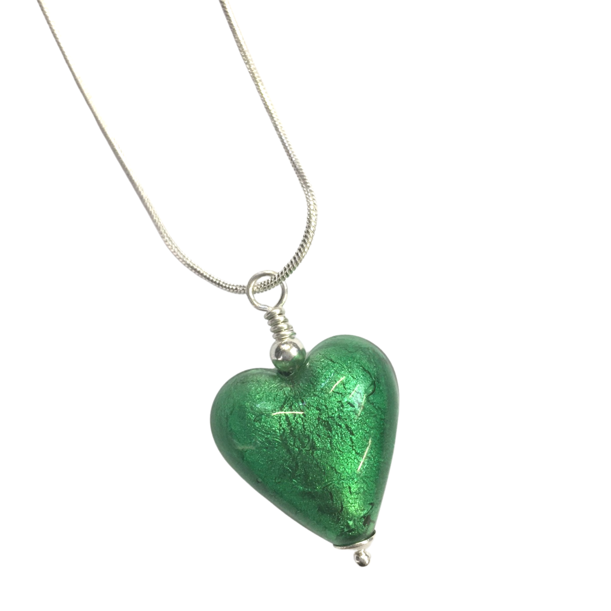 Murano Glass Heart Pendant - Emerald Envy - Majestico Gifts