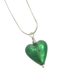 Murano Glass Heart Pendant - Emerald Envy - Majestico Gifts