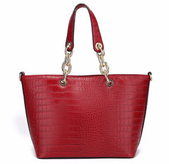 Deep Red Croc Style 2 Piece Bag Set - Majestico Gifts