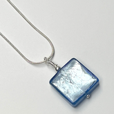 Murano Glass Square Pendant - Lilac Blue Crackle - Majestico Gifts