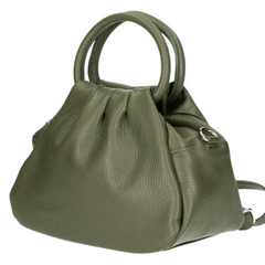 Louisa Genuine Leather Handbag - Khaki Green