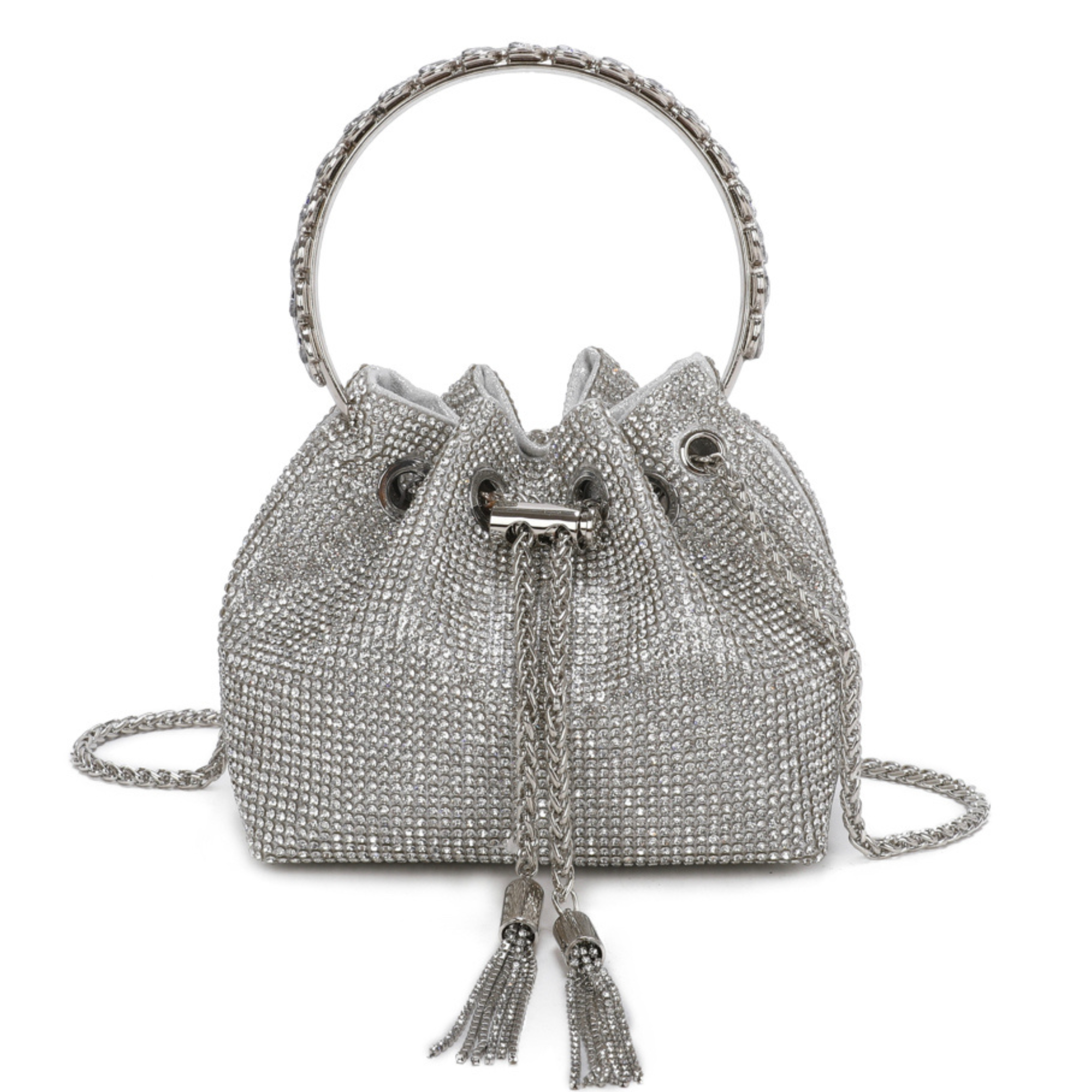 Silver Diamanté Hand/Shoulder Bag - Majestico Gifts