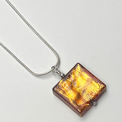 Murano Glass Square Pendant - Copper Crackle - Majestico Gifts