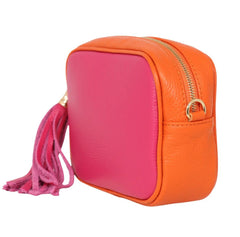Fuchsia Orange Two Tone Crossbody Bag