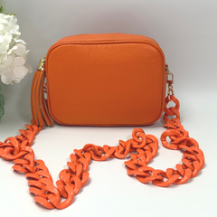 Martina Crossbody Leather Bag - Orange