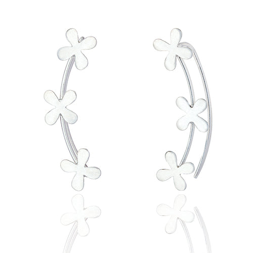 Kara Flower Ear Climbers - Sterling Silver - Majestico Gifts