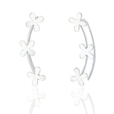 Kara Flower Ear Climbers - Sterling Silver - Majestico Gifts