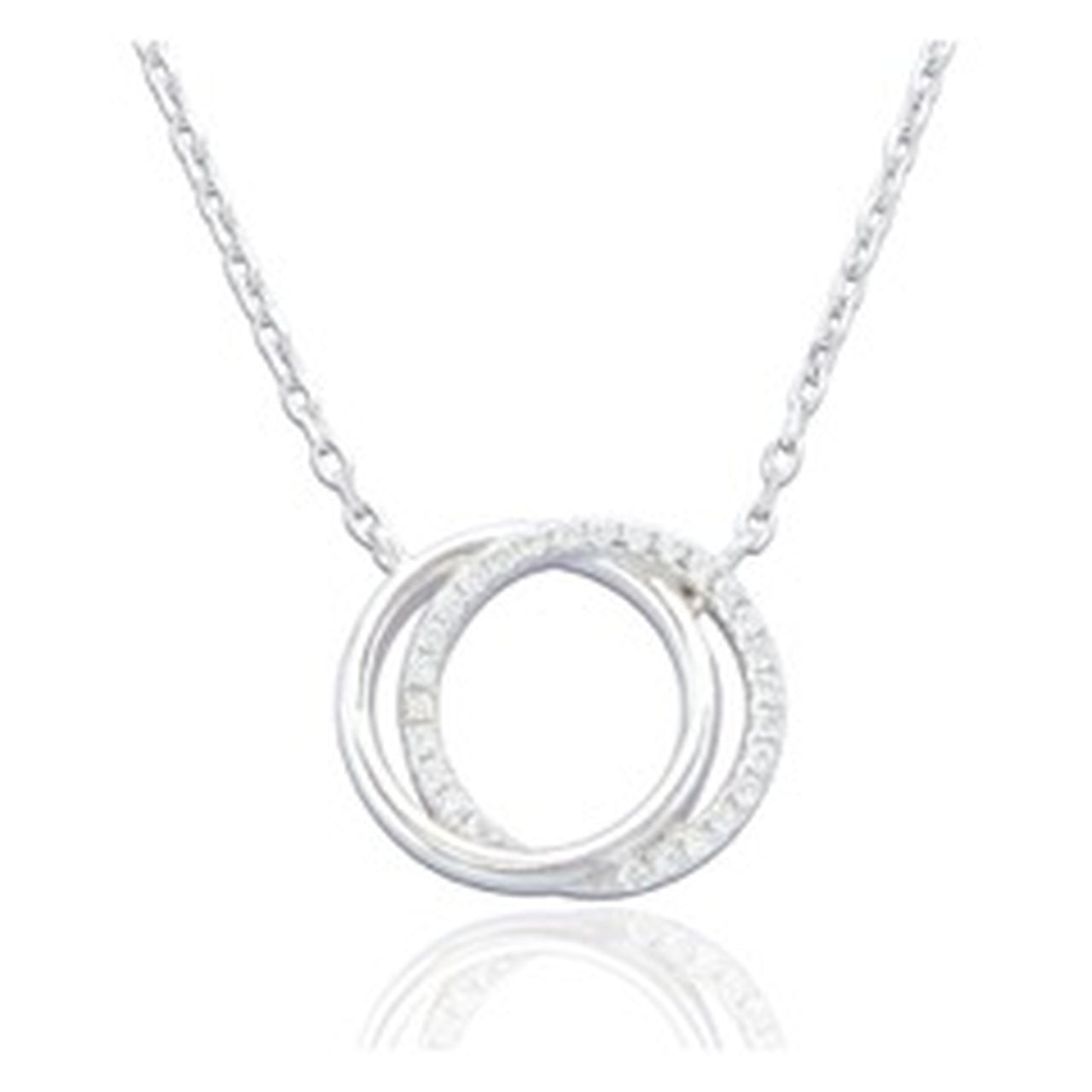 Laura Double Circle Pendant & Chain - Sterling Silver - Majestico Gifts
