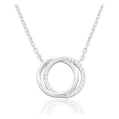Laura Double Circle Pendant & Chain - Sterling Silver - Majestico Gifts