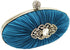 Teal Crystal Satin Rouched Hard Case Evening Bag - Majestico Gifts