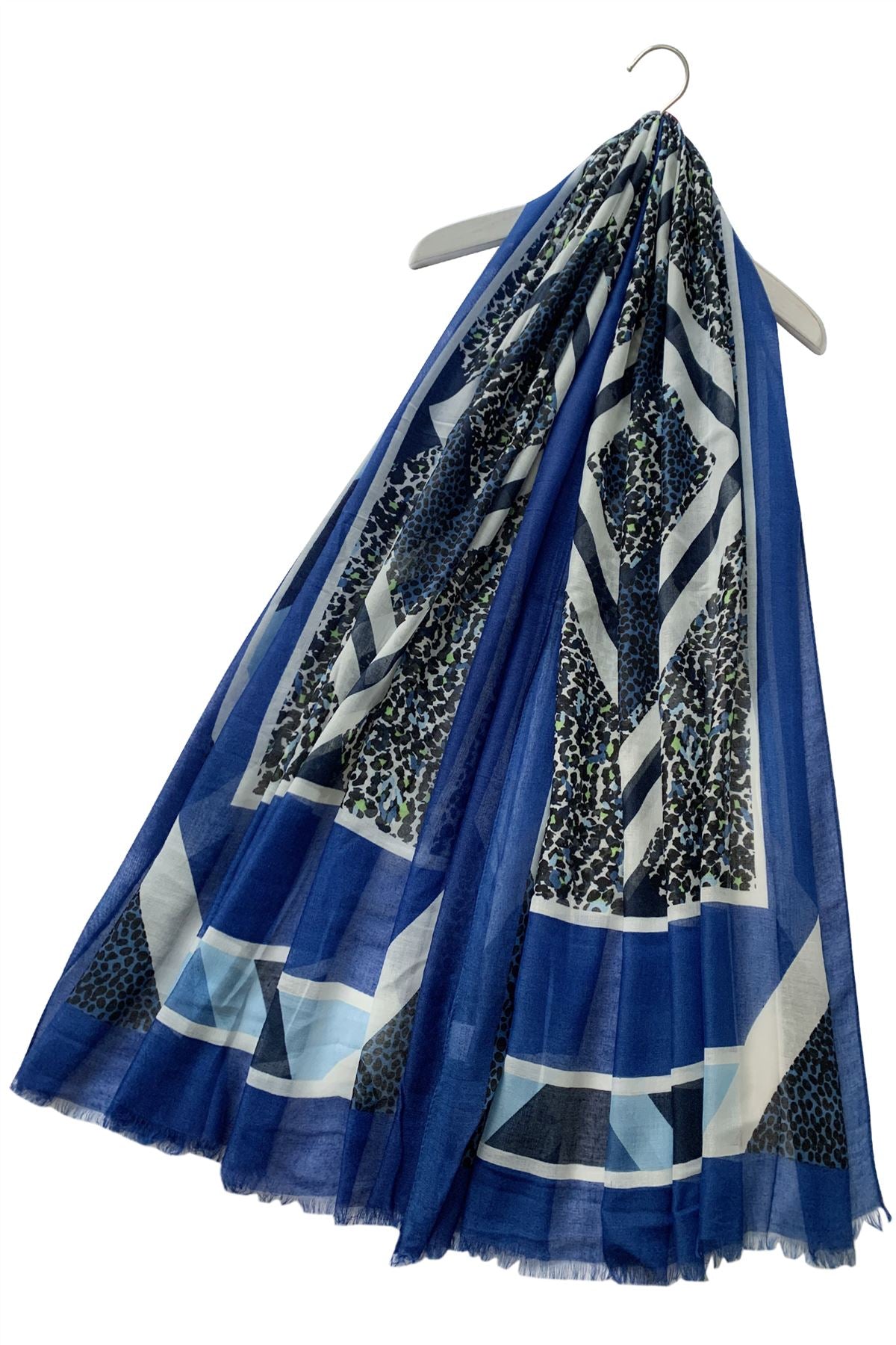 Leopard Diamond Print Scarf - Blue - Majestico Gifts