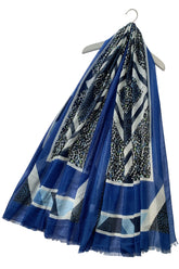 Leopard Diamond Print Scarf - Blue - Majestico Gifts