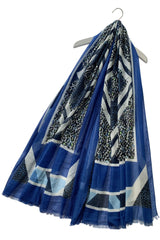 Leopard Diamond Print Scarf - Blue - Majestico Gifts