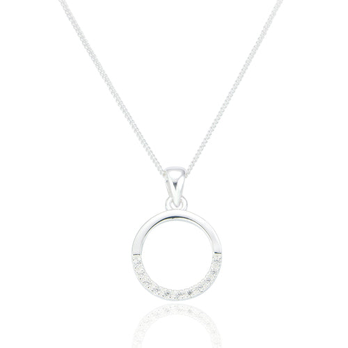 Maci Crystal Drop Pendant and Chain - Sterling Silver - Majestico Gifts