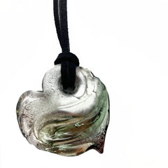 Murano Glass Heart Pendant- Black Diamond - Majestico Gifts