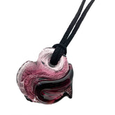 Murano Glass Silver Foiled Heart Pendant - Amethyst Shades - Majestico Gifts