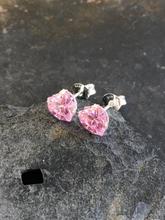 Pink Heart Cubic Zirconia Sterling Silver Studs - Majestico Gifts