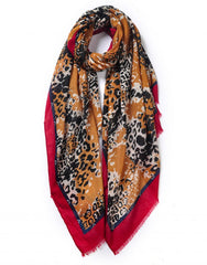 Part Leopard Strip Edge Print Scarf - Majestico Gifts