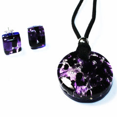 Murano Glass Pendant Necklace with Matching Earrings - Majestico Gifts
