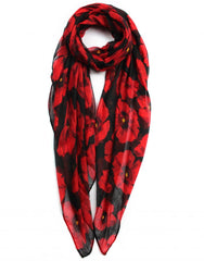 Big Red Poppy Print Scarf - Majestico Gifts