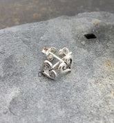 Scroll Heart Stud Earrings - Sterling Silver - Majestico Gifts
