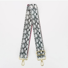 Bag Strap -Black & White Snakeskin Print - Majestico Gifts