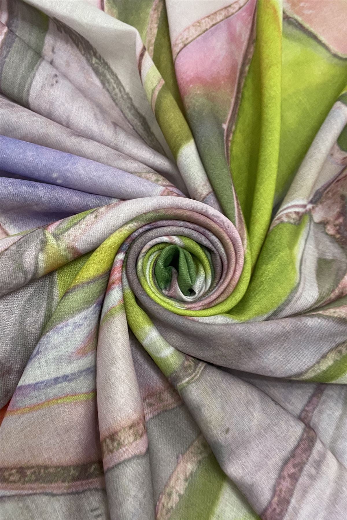 Stained Glass Effect Print Scarf - Green - Majestico Gifts