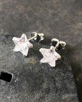 Sterling Silver Star Studs with Cubic Zirconia Star - Majestico Gifts