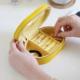 Oval Travel Jewellery Box/Case in Yellow - Majestico Gifts