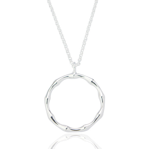 Zaina Bamboo Circle Pendant & Chain - Sterling Silver - Majestico Gifts