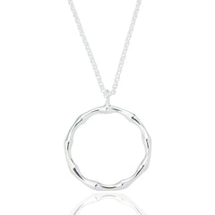 Zaina Bamboo Circle Pendant & Chain - Sterling Silver - Majestico Gifts