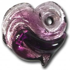 Murano Glass Silver Foiled Heart Pendant - Amethyst Shades - Majestico Gifts