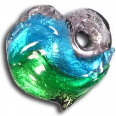 Murano Glass Silver Foiled Heart Pendant - Majestico Gifts