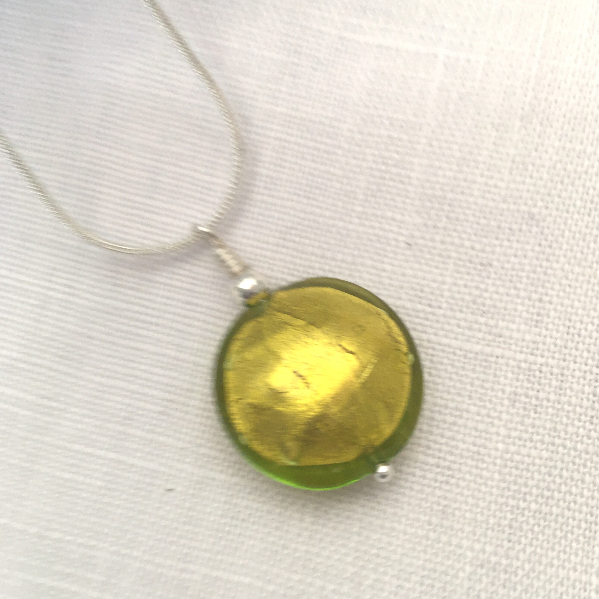 Murano Glass Lentil Bead Pendant - Chartreuse - Majestico Gifts