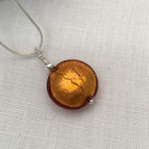 Murano Glass Lentil Bead Pendant - Copper - Majestico Gifts