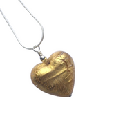 Murano Glass Heart Pendant - Golden Glitz - Majestico Gifts