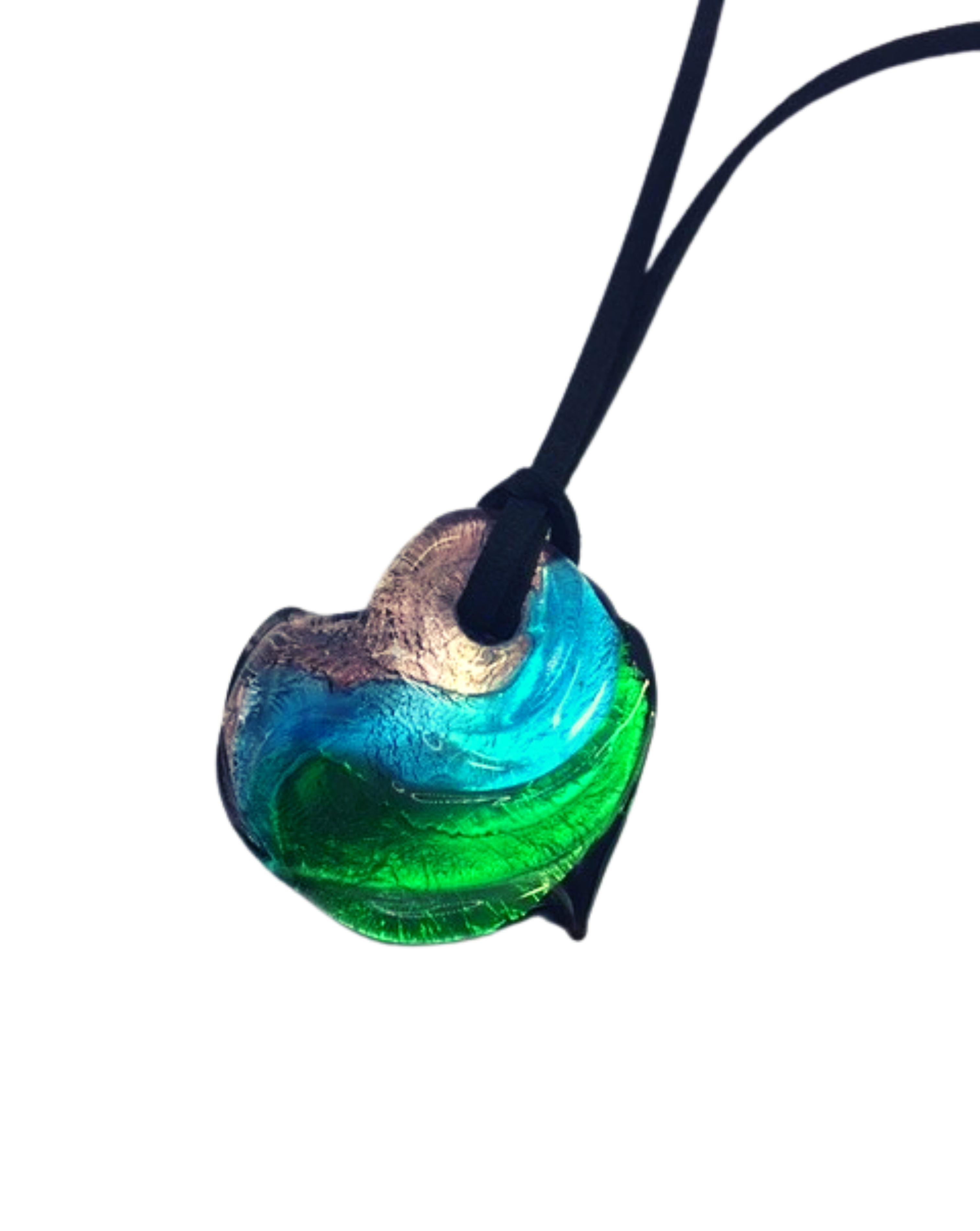 Murano Glass Silver Foiled Heart Pendant - Majestico Gifts