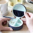 Mini Round Travel Jewellery Case in Navy and Mint Green - Majestico Gifts