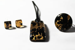 Murano Glass Pendant Necklace With Matching Earrings and Ring Set - Majestico Gifts