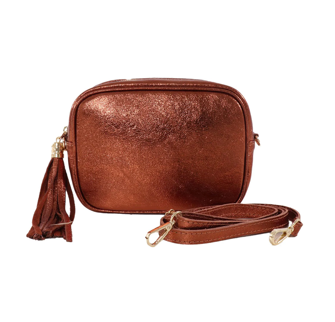 Metallic leather hot sale crossbody bag