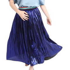 Rio - Blue Foil Pleated Skirt