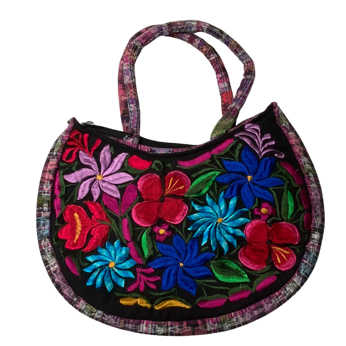 Crescent Embroidered Bag - Pinks
