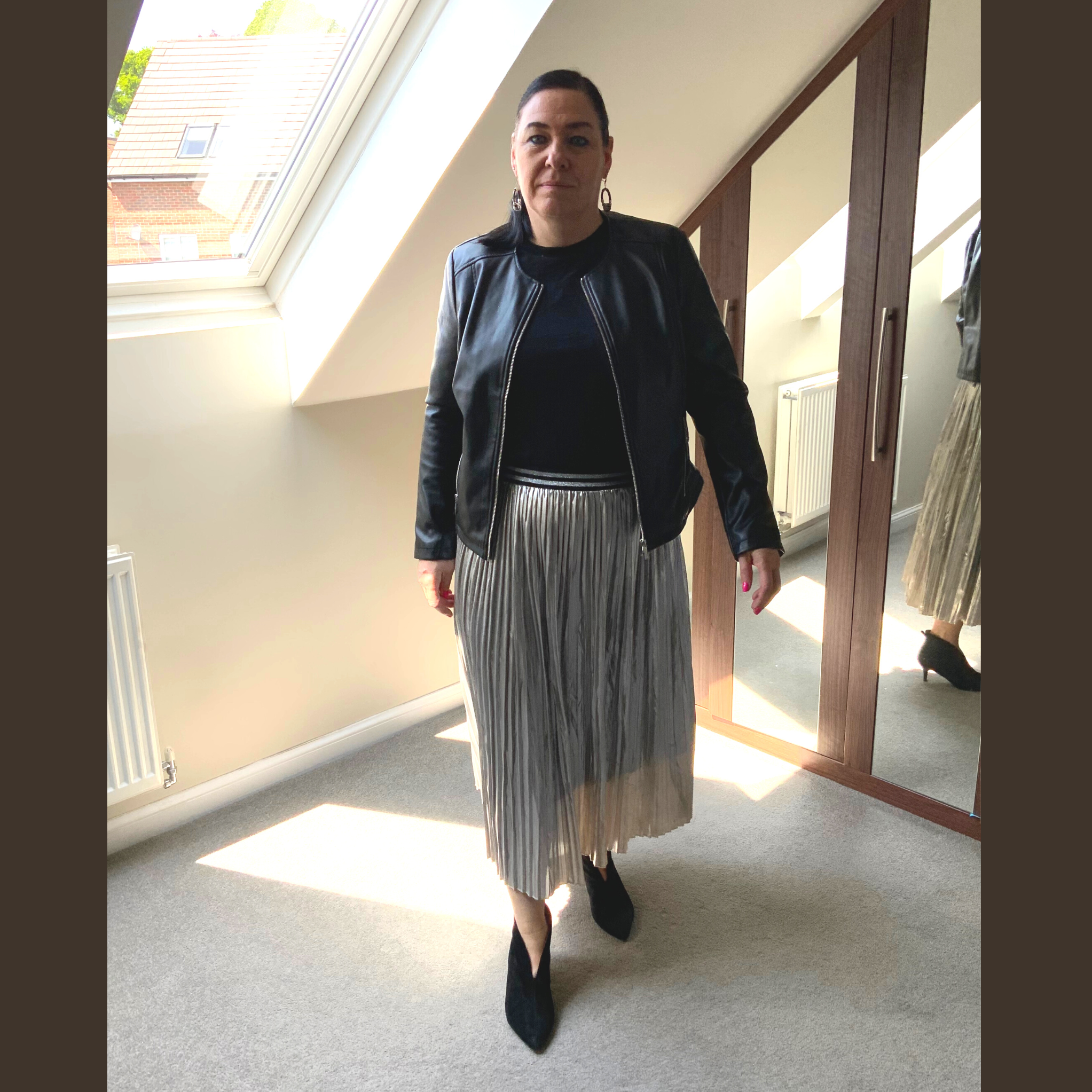 Silver foil pleated skirt best sale