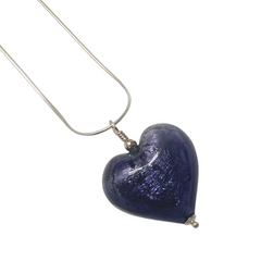 Murano Glass Heart Large Pendant  - Royal Purple