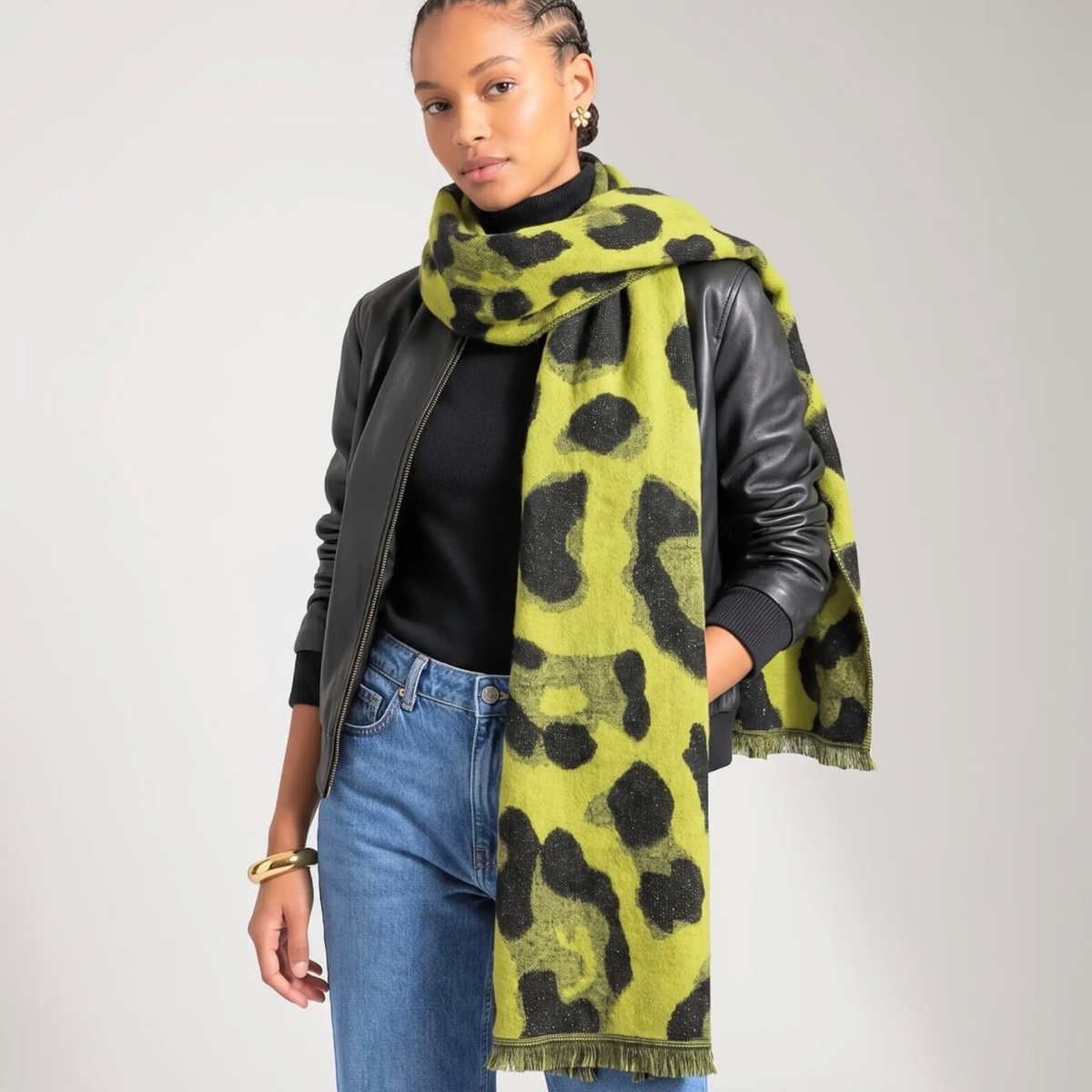 Lime Leopard Heavyweight Scarf